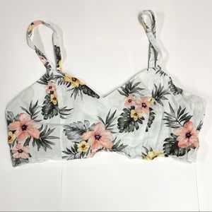 LG Light Blue Floral Bralette Top FOREVER 21